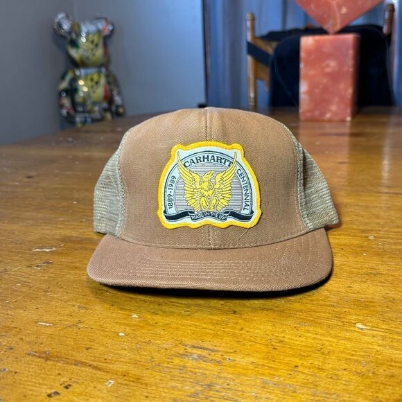 VTG 1989 Carhartt Centennial Snapback Hat Cap Eagle Patch Trucker Hat USA - Picture 1 of 6